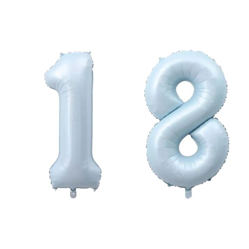 Number Eighteen Balloon Pastel Blue Sky Blue Light Blue 32" Large Party Birthday Balloon