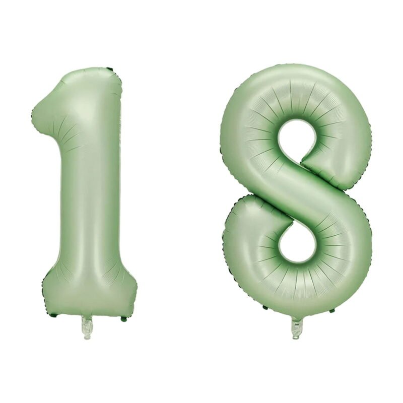 Number Eighteen Balloon Pastel Sage Green Number 18 Balloon 32" Large Party Birthday Balloon