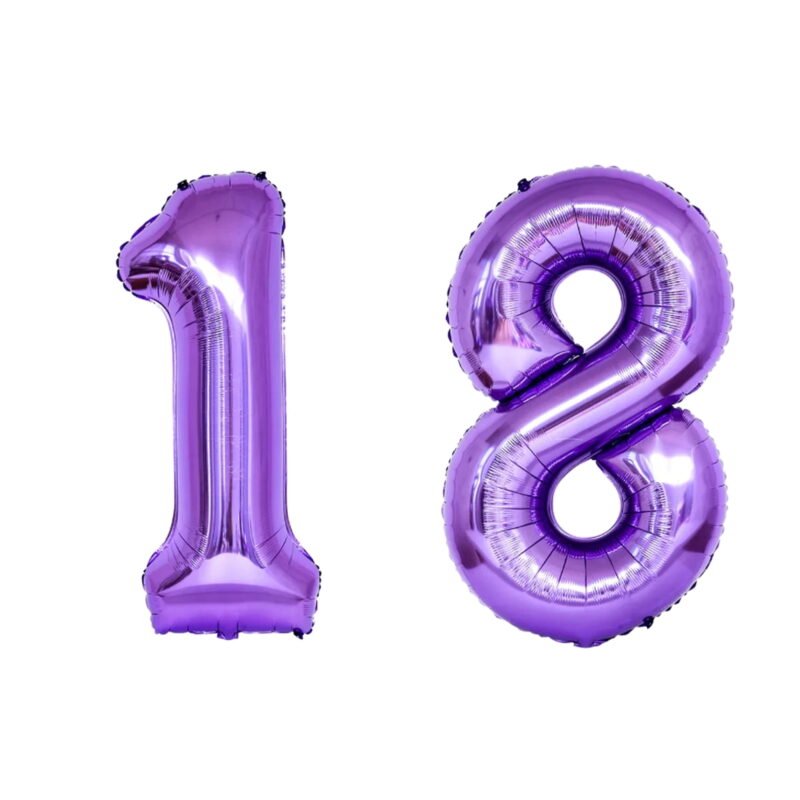 Number Eighteen Balloon Purple Number 18 Balloon 32" Large Birthday Decoration