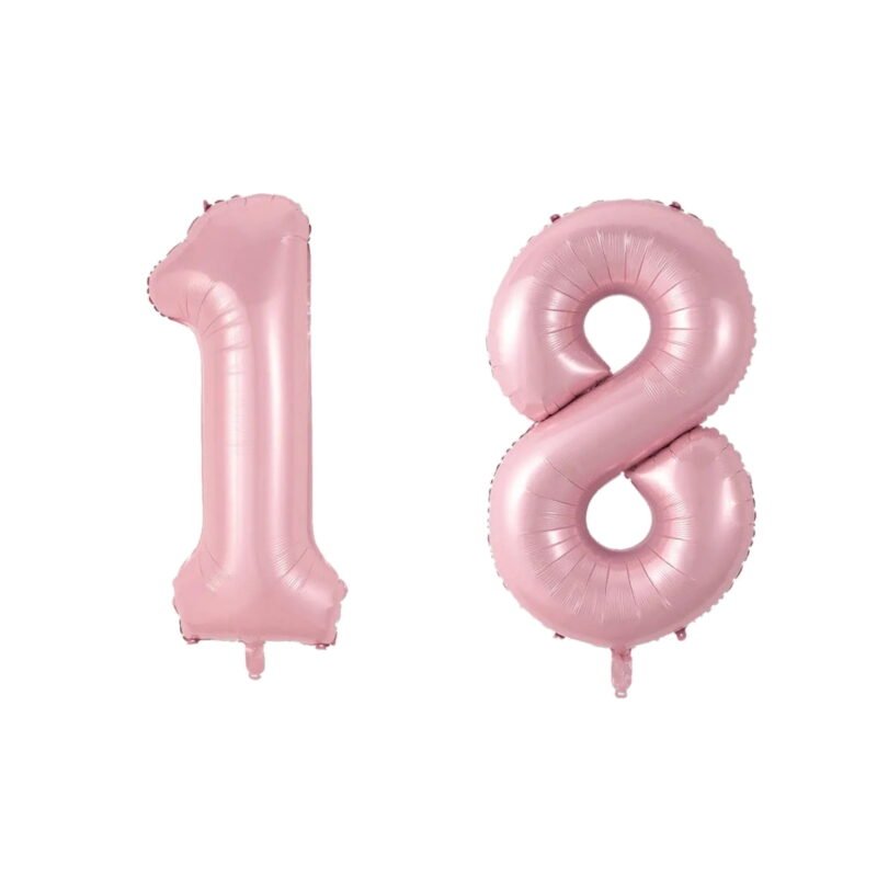 Number Eighteen Balloon Soft Pastel Pink Number 18 Balloon 32" Large Birthday Decoration