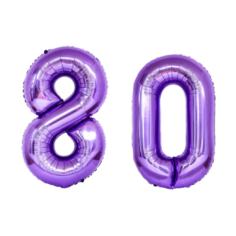 Number Eighty Balloon Purple Number 80 Balloon 32" Large Festive Balloon