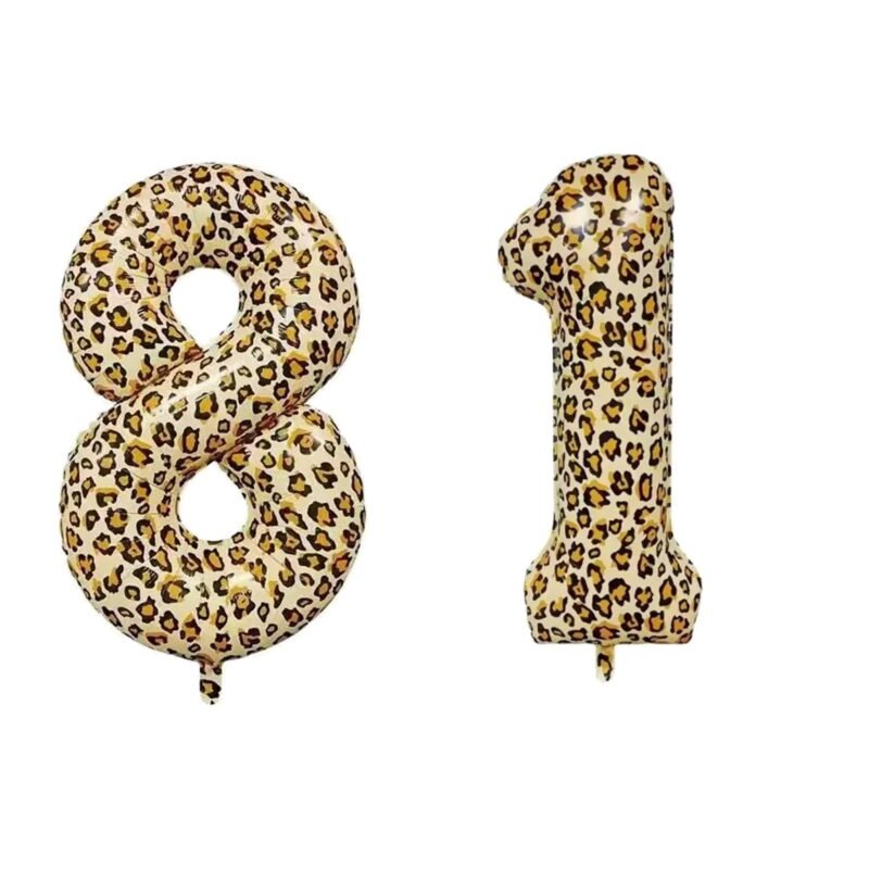 Number Eighty One Balloon Leopard Print Number 81 Balloon 32" Large Celebration Decoration