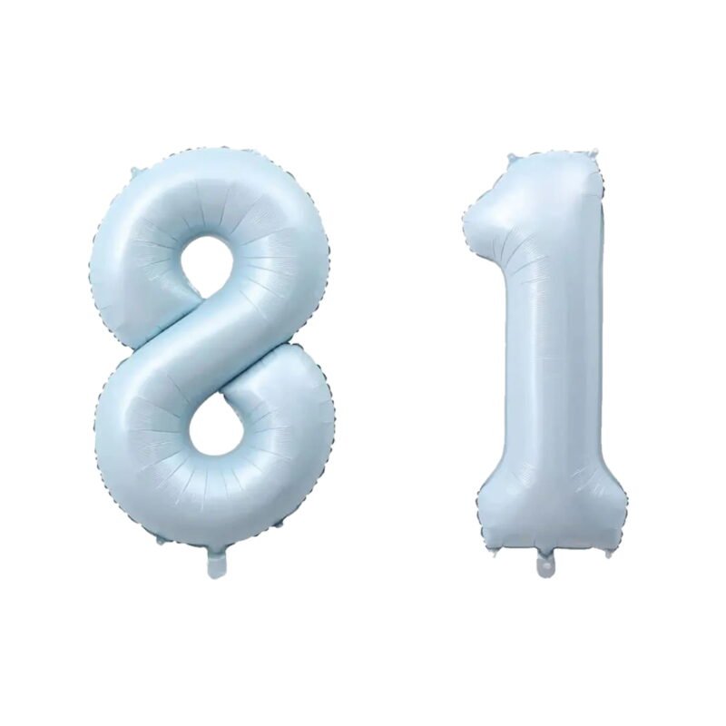 Number Eighty One Balloon Pastel Blue Sky Blue Light Blue 32" Large Party Birthday Balloon