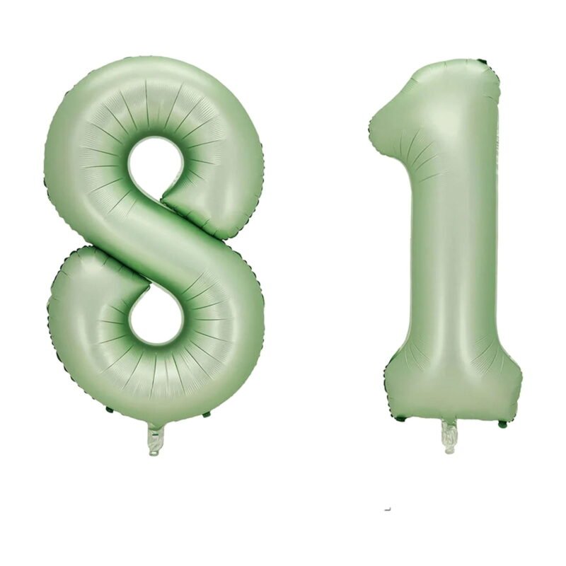Number Eighty One Balloon Pastel Sage Green Number 81 Balloon 32" Large Party Birthday Balloon