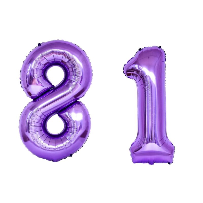 Number Eighty One Balloon Purple Number 81 Balloon 32" Large Party Decoration