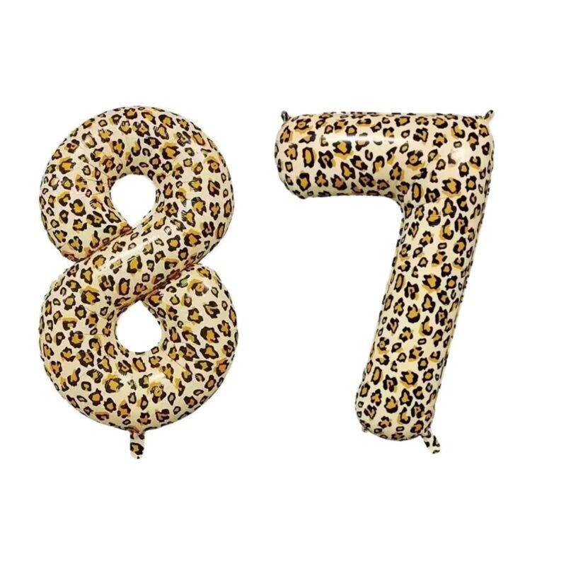 Number Eighty Seven Balloon Leopard Print Number 87 Balloon 32" Large Party Decoration