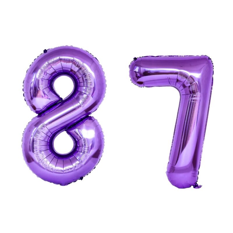 Number Eighty Seven Balloon Purple Number 87 Balloon 32" Large Festive Decoration