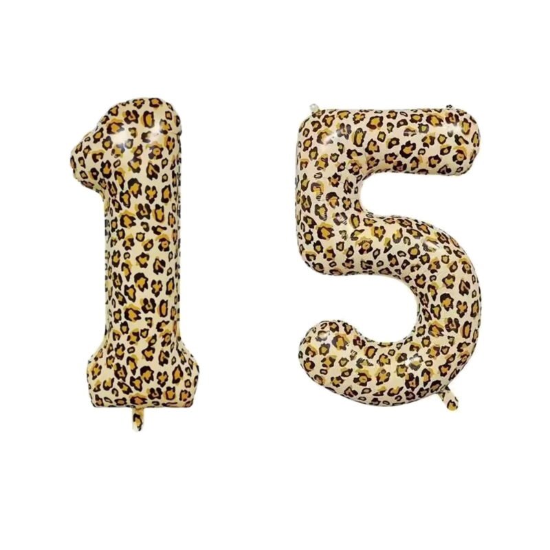Number Fifteen Balloon Leopard Print Number 15 Balloon 32" Large Festive Balloon