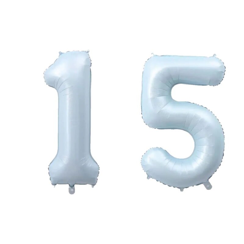 Number Fifteen Balloon Pastel Blue Sky Blue Light Blue 32" Large Party Birthday Balloon