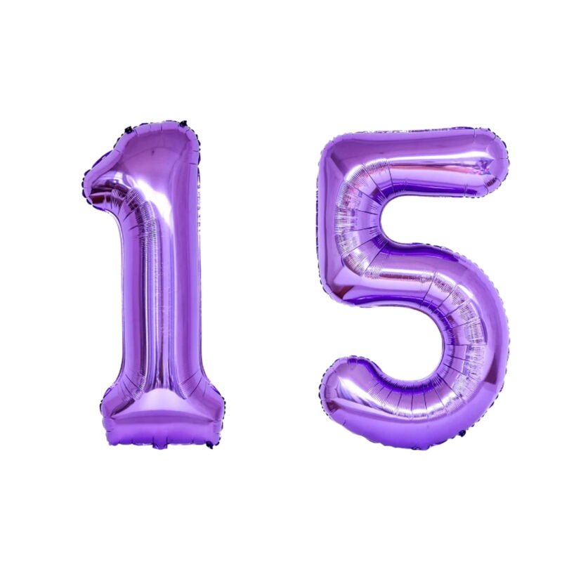 Number Fifteen Balloon Purple Number 15 Balloon 32" Large Milestone Balloon