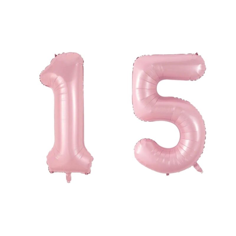Number Fifteen Balloon Soft Pastel Pink Number 15 Balloon 32" Large Milestone Balloon