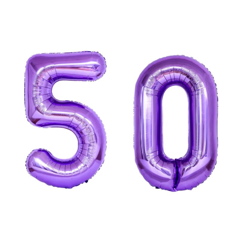 Number Fifty Balloon Purple Number 50 Balloon 32" Large Party Decoration