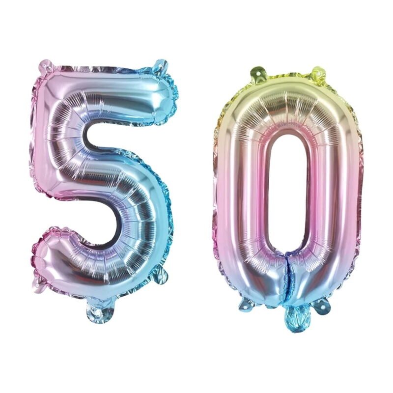 Number Fifty Colorful Balloon, 32" Foil Mylar, 50th Birthday Party Milestone Balloon