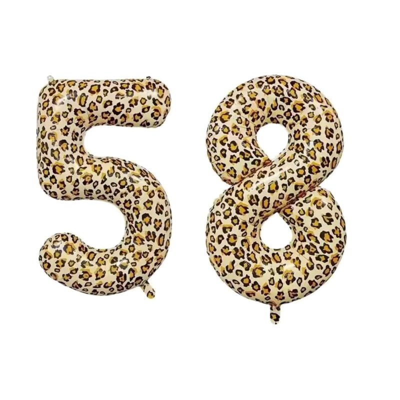 Number Fifty Eight Balloon Leopard Print Number 58 Balloon 32" Large Festive Decoration
