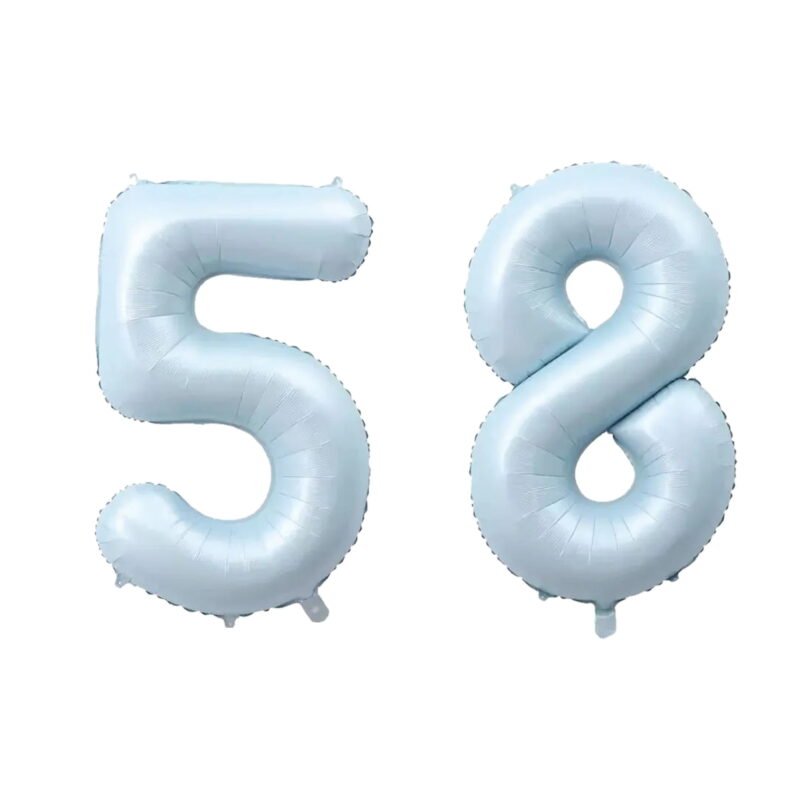 Number Fifty Eight Balloon Pastel Blue Sky Blue Light Blue 32" Large Party Balloon Decoration