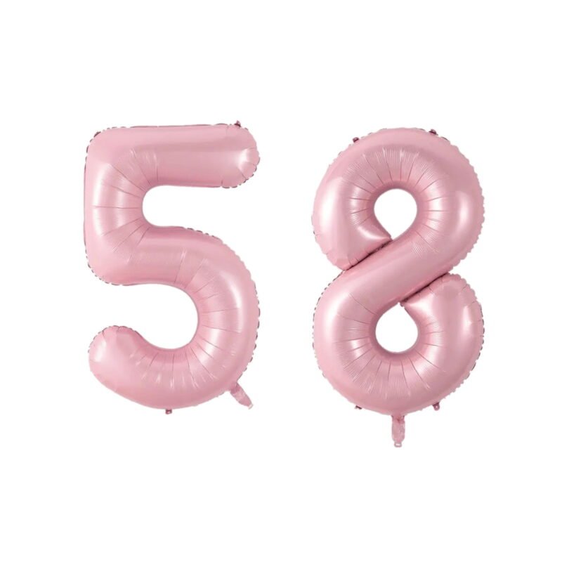 Number Fifty Eight Balloon Soft Pastel Pink Number 58 Balloon 32" Large Birthday Decoration