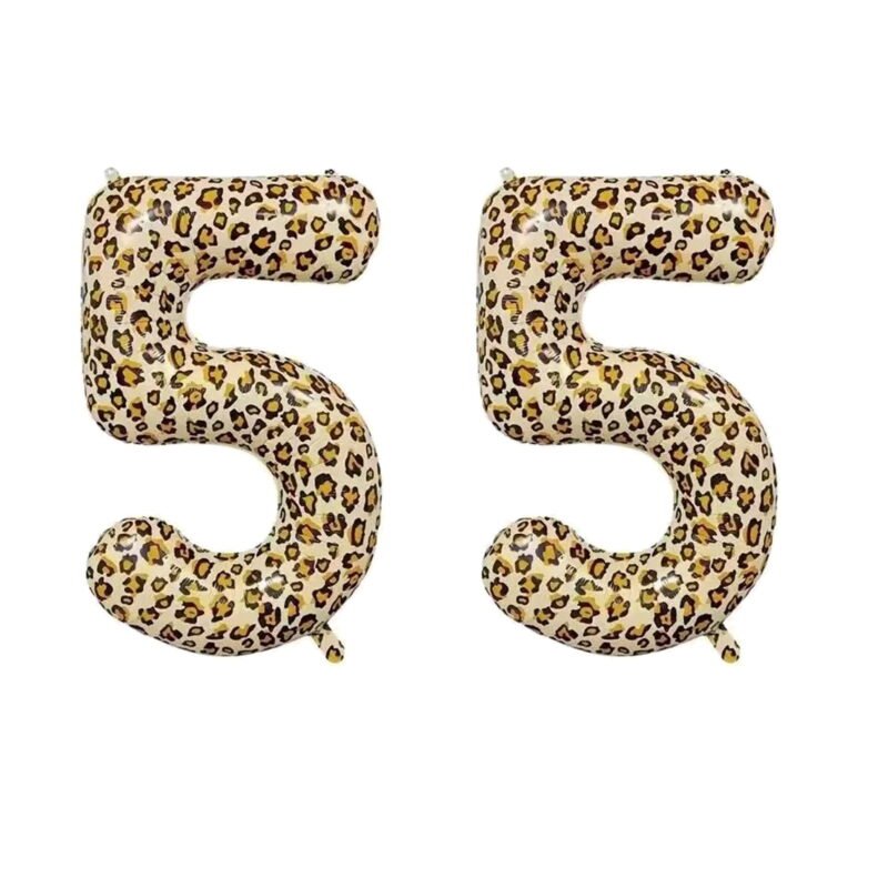 Number Fifty Five Balloon Leopard Print Number 55 Balloon 32" Large Birthday Decoration