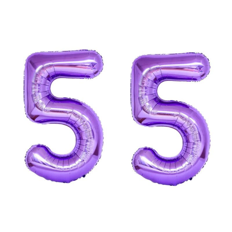 Number Fifty Five Balloon Purple Number 55 Balloon 32" Large Milestone Balloon