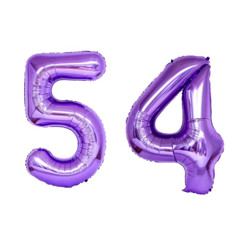 Number Fifty Four Balloon Purple Number 54 Balloon 32" Large Celebration Balloon