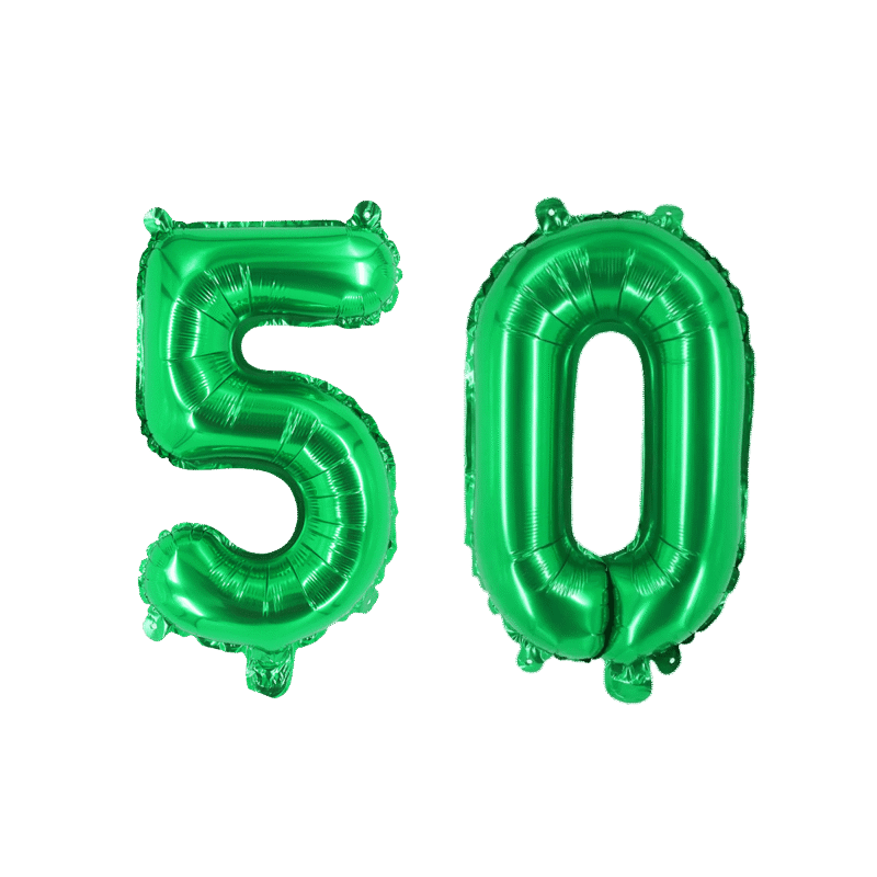 Number Fifty Green Balloon, 32" Foil Mylar, 50th Birthday Party Helium Balloon