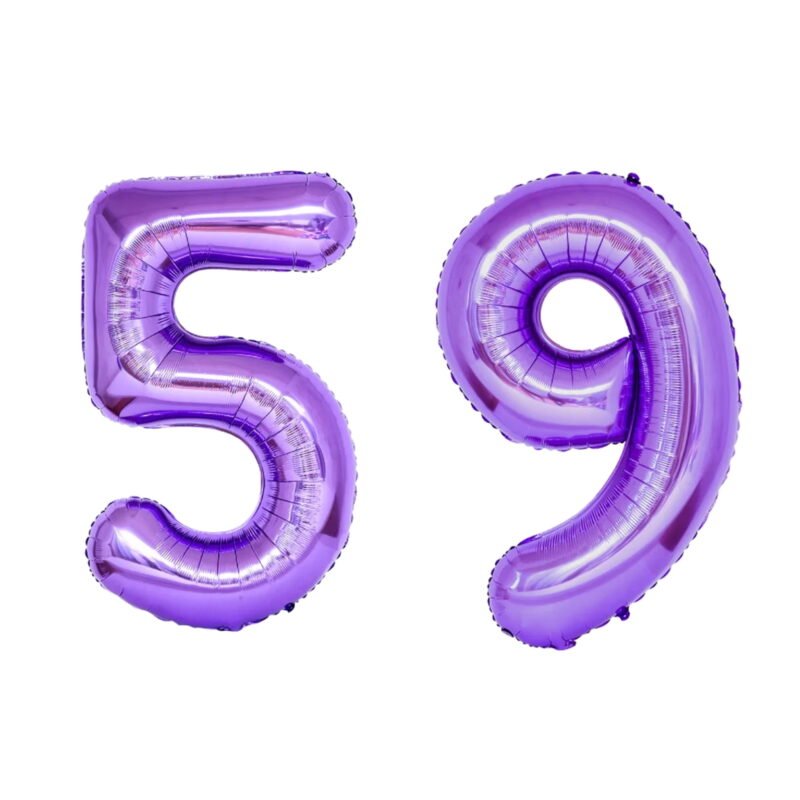 Number Fifty Nine Balloon Purple Number 59 Balloon 32" Large Celebration Decoration