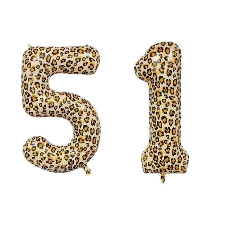 Number Fifty One Balloon Leopard Print Number 51 Balloon 32" Large Party Decoration