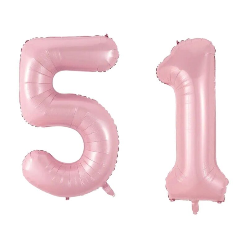 Number Fifty One Balloon Soft Pastel Pink Number 51 Balloon 32" Large Birthday Decoration