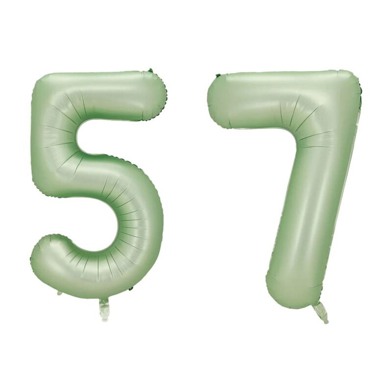 Number Fifty Seven Balloon Pastel Sage Green Number 57 Balloon 32" Large Party Birthday Balloon