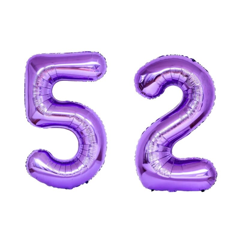 Number Fifty Two Balloon Purple Number 52 Balloon 32" Large Event Supply