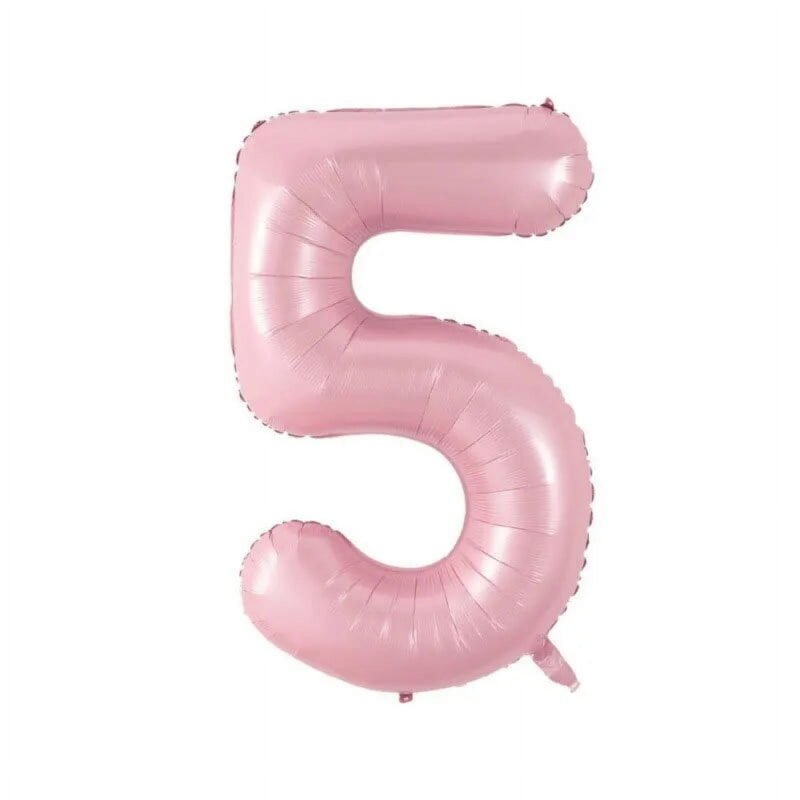 Number Five Balloon Soft Pastel Pink Number 5 Balloon 32" Large Party Supply
