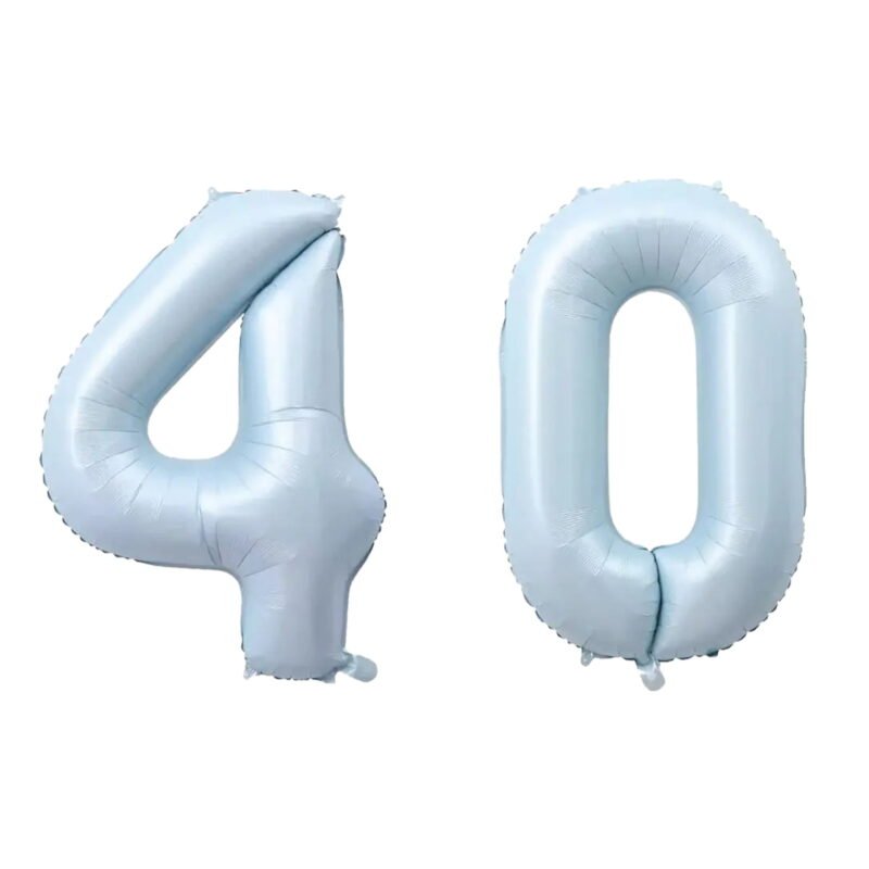 Number Forty Balloon Pastel Blue Sky Blue Light Blue 32" Large Party Balloon Decoration