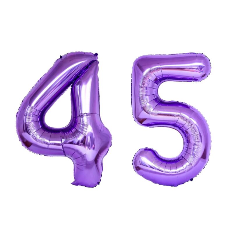 Number Forty Five Balloon Purple Number 45 Balloon 32" Large Birthday Balloon