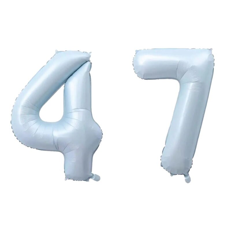 Number Forty Seven Balloon Pastel Blue Sky Blue Light Blue 32" Large Party Milestone Balloon Decoration