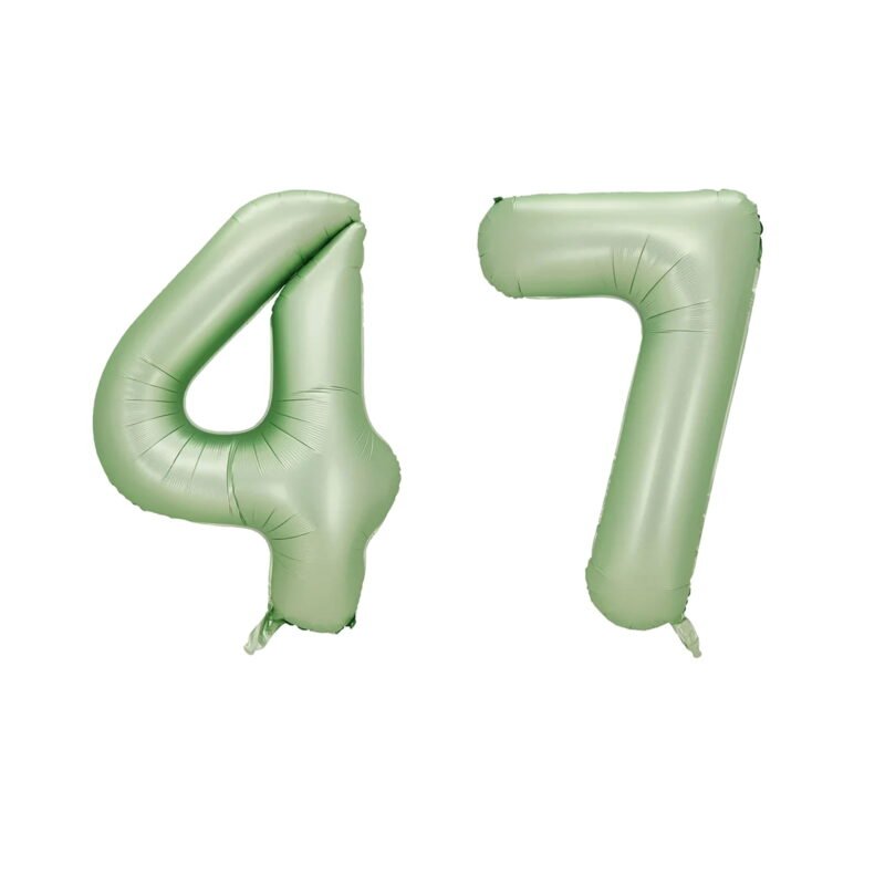 Number Forty Seven Balloon Pastel Sage Green Number 47 Balloon 32" Large Party Milestone Balloon Decoration