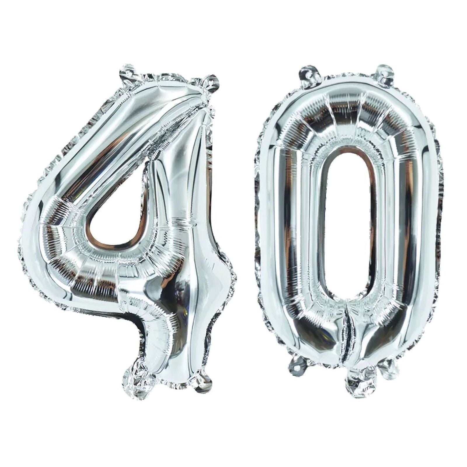 Number Forty Silver Balloon, 32" Foil Mylar, 40th Celebration Party Milestone Balloon