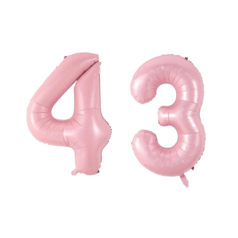 Number Forty Three Balloon Soft Pastel Pink Number 43 Balloon 32" Large Celebration Balloon