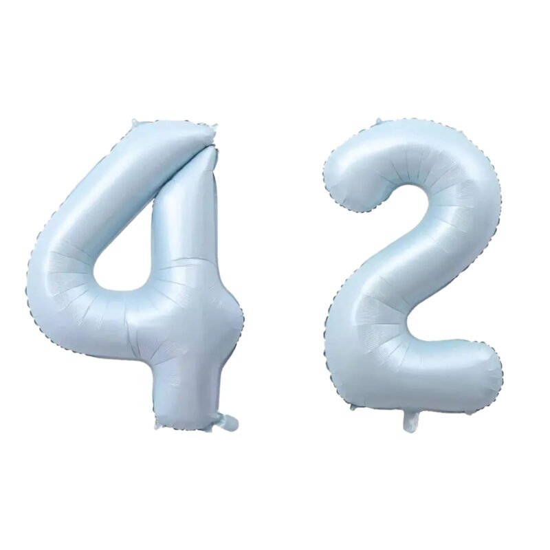 Number Forty Two Balloon Pastel Blue Sky Blue Light Blue 32" Large Party Birthday Balloon