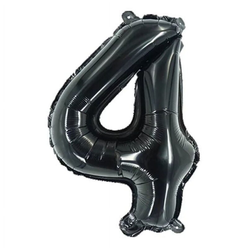 Number Four Balloon Black Number 4 Balloon 32" Foil Mylar Black Number Balloon