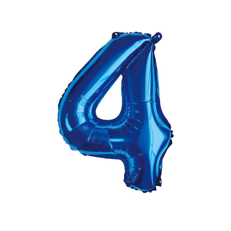 Number Four Balloon Blue Number 4 Balloon 32" Foil Mylar Blue Number Balloon
