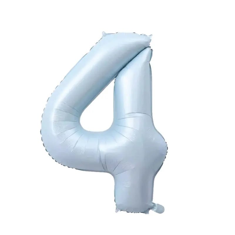 Number Four Balloon Pastel Blue Sky Blue Light Blue 32" Large Party Balloon Decoration