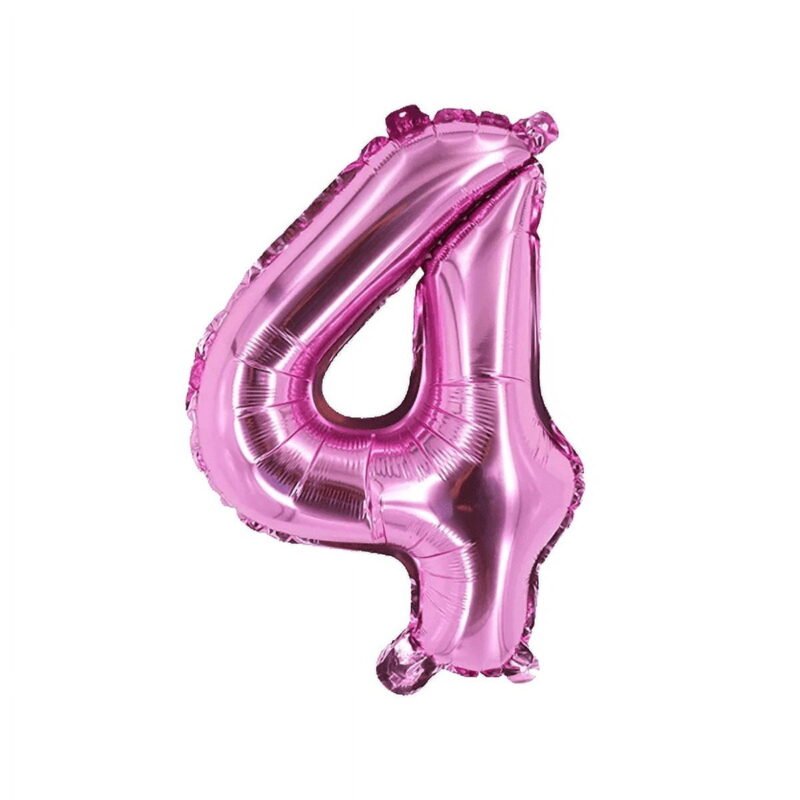 Number Four Balloon Pink Number 4 Balloon 32" Foil Mylar Pink Number Balloon