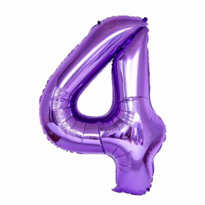 Number Four Balloon Purple Number 4 Balloon 32" Large Milestone Decoration