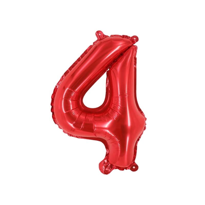 Number Four Balloon Red Number 4 Balloon 32" Foil Mylar Red Number Balloon