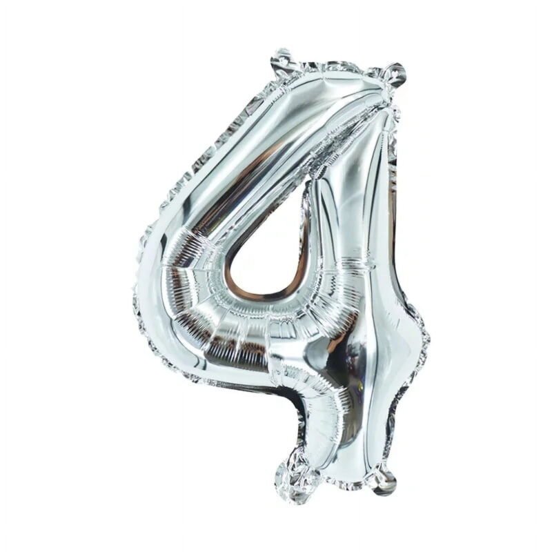 Number Four Balloon Silver Number 4 Balloon 32" Foil Mylar Silver Number Balloon