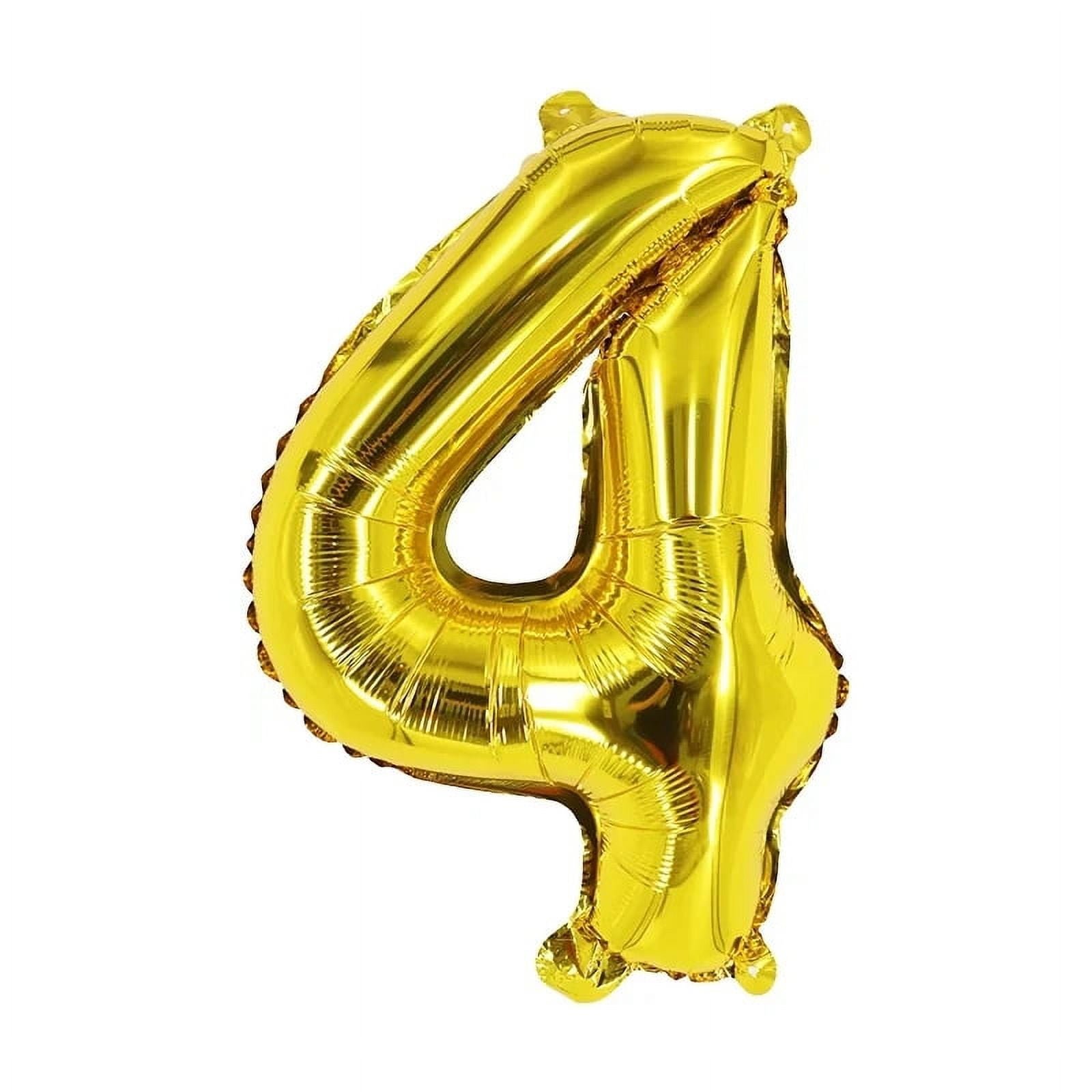 Number Four Balloon Yellow Gold Number 4 Balloon 32" Foil Mylar Yellow Gold Number Balloon