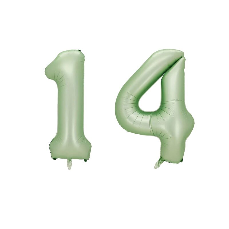 Number Fourteen Balloon Pastel Sage Green Number 14 Balloon 32" Large Party Milestone Balloon Decoration