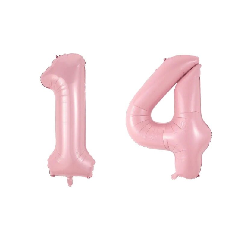 Number Fourteen Balloon Soft Pastel Pink Number 14 Balloon 32" Large Celebration Balloon