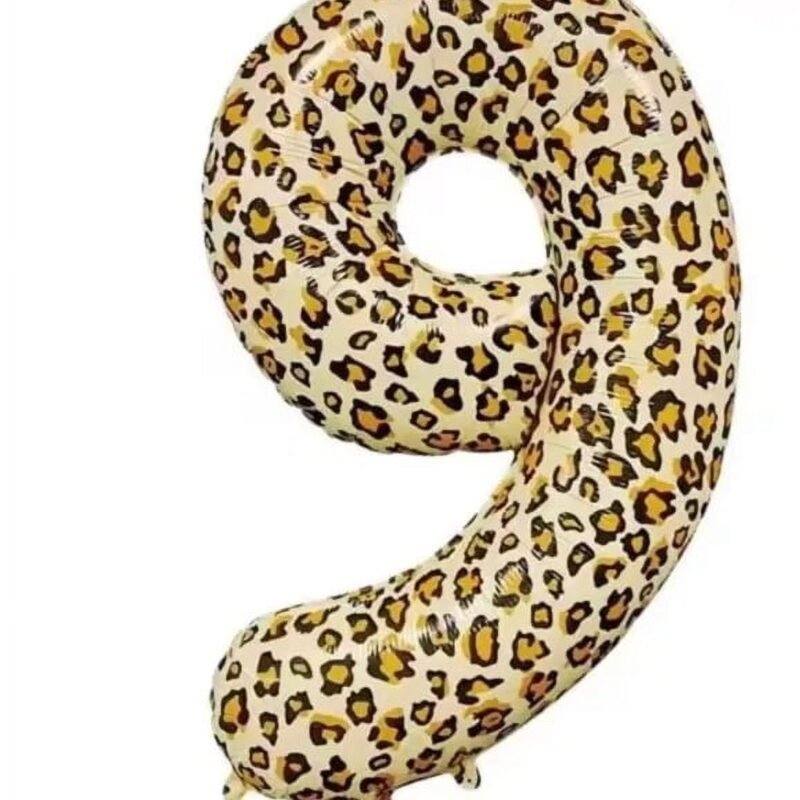 Number Nine Balloon Leopard Print Number 9 Balloon 32" Large Milestone Decoration