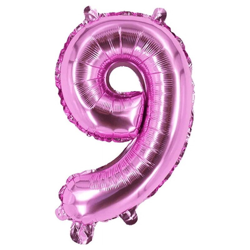 Number Nine Balloon Pink Number 9 Balloon 32" Foil Mylar Pink Number Balloon
