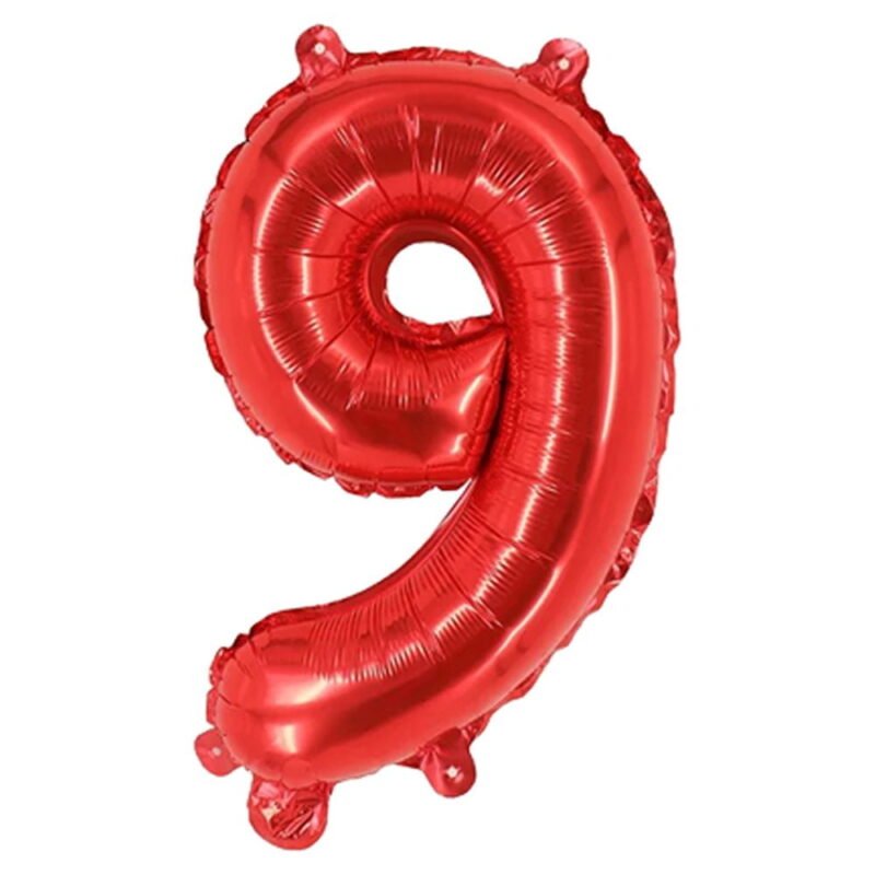 Number Nine Balloon Red Number 9 Balloon 32" Foil Mylar Red Number Balloon